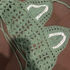 Green Crochet Bikini Top